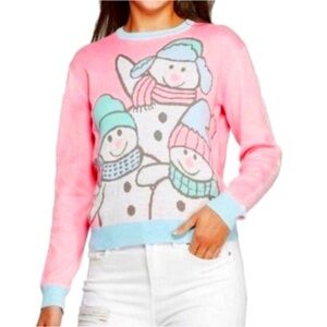 Girls ugly Christmas sweater chillin snowmies